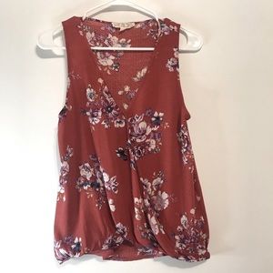 Pink Rose Floral Sleeveless Bubble Top Size M